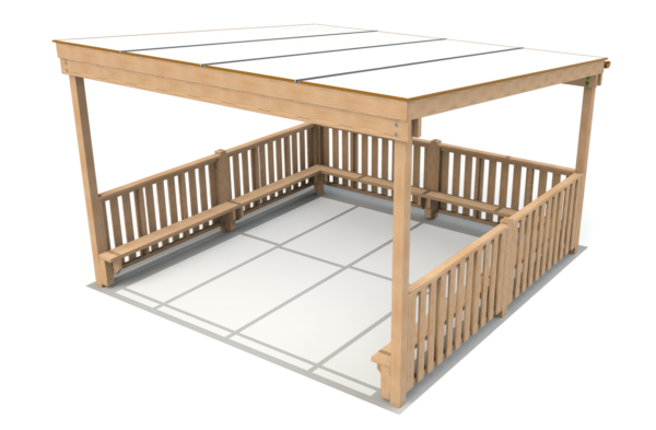 Polycarbonate Shelter with Balustrade Infills and Seats