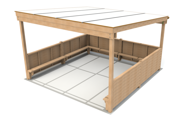 Polycarbonate Shelter with Solid Infills and Seats